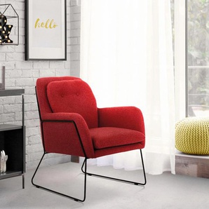 Sessel INOSIGN Flin Gr. Filzoptik, Füße schwarz, B/H/T: 69 cm x 86 cm x 75 cm, rot Einzelsessel Sessel mit Knöpfen und Kissenoptik im Rücken