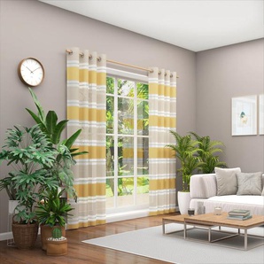 Vorhang NEUTEX FOR YOU Valeska Eco Gardinen Gr. 245 cm, Ösen, 144 cm, gelb (gelb natur) Gardinen nach Räumen Nachhaltig
