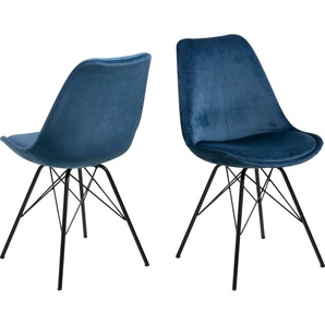 Esszimmerstuhl ANDAS Edel Stühle Gr. B/H/T: 49 cm x 86 cm x 54 cm, 1 Stück, Polyester, Schwarze Metallbeine, blau (marineblau, schwarz) Esszimmerstühle Stühle in verschiedenen Bezugsqualitäten und Farbvarianten, Sitzhöhe 49 cm