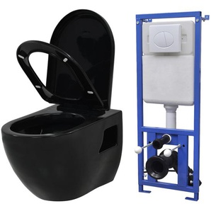 Hänge-Toilette mit Einbau-Spülkasten Keramik Schwarz 36x50x41,5cm