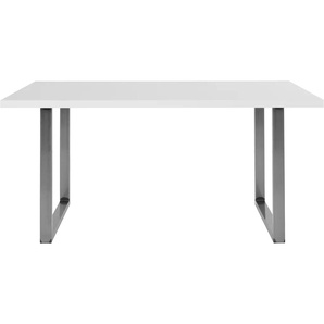 Esstisch FORTE Tische Gr. B/H/T: 140 cm x 74,1 cm x 90 cm, weiß (weiß matt, rohstahl) Esstisch Rechteckige Esstische rechteckig Tisch Breite 140 cm