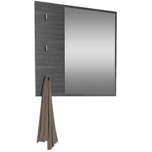 Garderoben Spiegel in Eiche Grau Optik drei Schlüsselhaken