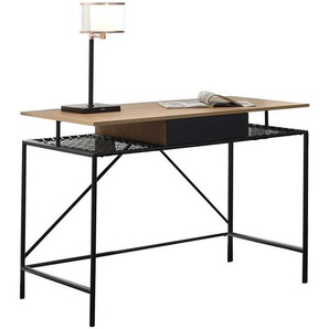 Design Schreibtisch in Holz Naturfarben Schwarz