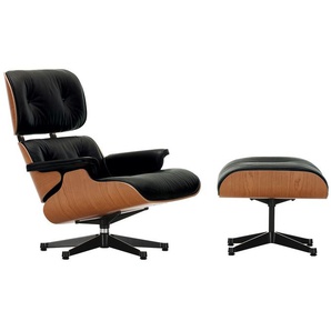 Vitra Lounge Chair XL und Ottoman schwarz, Designer Charles & Ray Eames, 89/42x84/63x85-92/56 cm