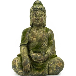 NOOR LIVING Buddhafigur »Buddha, sitzend mit Kerzenhalter« (1 St)