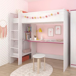Jugendzimmer-Set PARISOT Smoozy Schlafzimmermöbel-Sets weiß (weiß mit kieferstruktur) Kinder Komplett-Kinderzimmer Schlafzimmermöbel-Sets