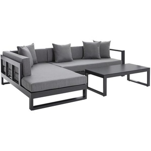 Amatio Loungegarnitur , Anthrazit , Metall, Glas, Textil , Füllung: Schaumstoff,Schaumstoff,Polyester , L-Form , 248x180 cm , Loungemöbel, Loungemöbel-Sets