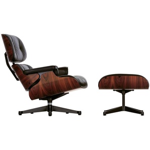 Vitra Lounge Chair XL und Ottoman schwarz, Designer Charles & Ray Eames, 89/42x84/63x85-92/56 cm