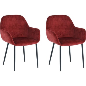 Armlehnstuhl SIT Stühle Gr. B/H/T: 60 cm x 84 cm x 57,5 cm, 2 St., Samt Samtoptik-uni, Rot, rot, schwarz Armlehnstühle glamouröser Bezug in Samtoptik