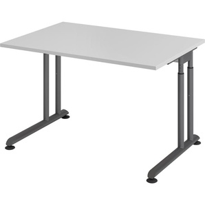 bümö® Schreibtisch Z-Serie höhenverstellbar, Tischplatte 120 x 80 cm in grau, Gestell in graphit