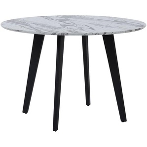 Esstisch Grau Weiß Schwarz MDF Tischplatte Marmoroptik Rund Minimalistisch Modern