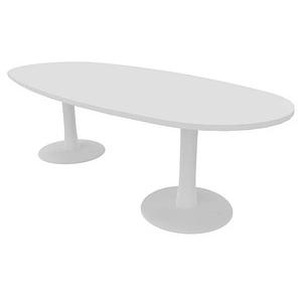 Quadrifoglio Konferenztisch Idea+ weiß oval, Säulenfuß weiß, 240,0 x 110,0 x 74,0 cm