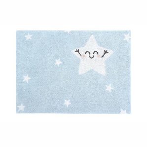 Kinderteppich Happy Star, in hellblau, 100% Baumwolle, 120 x 160 cm, waschbar, Mr. Wonderful for Lorena Canals