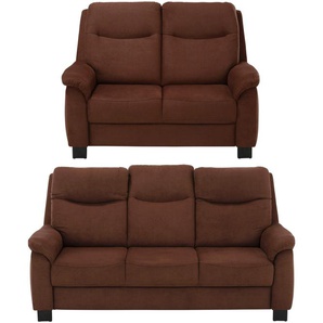 Sitzgruppe HOME AFFAIRE Bocca Sitzmöbel-Sets Gr. Luxus-Microfaser, braun Couchgarnituren Sets Sitzmöbel-Sets mit Federkern, incl. Kopfteilverstellung