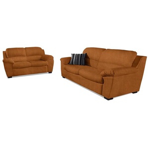 Sitzgruppe COTTA Sitzmöbel-Sets Gr. T: 89 cm, Luxus-Microfaser, braun (zimt) Couchgarnituren Sets Sitzmöbel-Sets Garnitur: 2-Sitzer und 2,5-Sitzer