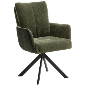 Esstisch Stühle mit Armlehnen Oliv Grün und Schwarz (2er Set)