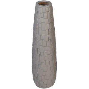 Bodenvase GILDE Brick Vasen Gr. B/H/T: 16 cm x 57 cm x 16 cm Ø 16 cm, grau Bodenvasen Keramik, matt, dekorative Riemchen-Struktur, 57 cm hoch