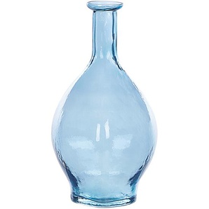 Blumenvase Hellblau / Transparent 28 cm aus Glas mit glänzender Oberfläche Wohnartikel Wohnung Zubehör Dekogefäß Rund Modern Glamourös