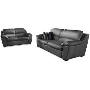 Sitzgruppe COTTA Sitzmöbel-Sets Gr. T: 89 cm, Luxus-Kunstleder, grau Couchgarnituren Sets Sitzmöbel-Sets Garnitur: 2-Sitzer und 2,5-Sitzer