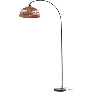 Bogenlampe NINO LEUCHTEN JARO Lampen Gr. Ø 40 cm Höhe: 210 cm, 3 St., braun Bogenlampen Schirm mit Rattan