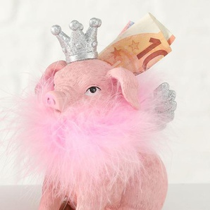 Spardose Piggy das Schwein mit silberner Krone Sparschwein 14 cm