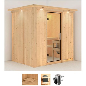 KARIBU Sauna Finja Saunen 3,6-kW-Plug & Play Ofen mit integrierter Steuerung beige (naturbelassen) Saunen