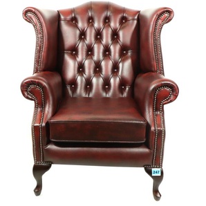 Chesterfield Ohrensessel Wing Chair in Birch Antique Red, sofort Lieferbar