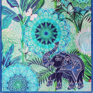 Plaid HIP Isara Wohndecken Gr. B/L: 130 cm x 160 cm, bunt (multi, grün, blau) Kunstfaserdecken Wohndecken mit Mandalas und Elefant, Kuscheldecke