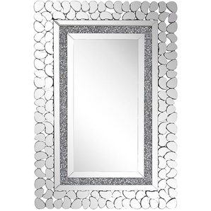 Wandspiegel Silber Glas 60x90 cm rechteckig mit Rahmen aus Acrylglas Modern Wohnaccessoires Wohnzimmer Schlafzimmer Wohnbereich