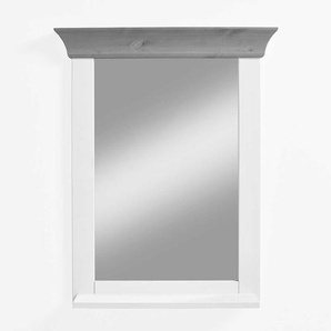 Badspiegel in Weiß und Grau Kiefer massiv 65 cm breit