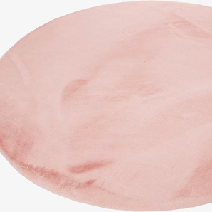 Hochflor-Teppich ESPRIT Alice Teppiche Ø 200 cm, 25 mm, 1 St., rosa Designer-Teppich Shaggyteppich Teppich Wohnzimmerteppiche Teppiche Kunstfell, Kaninchenfell-Haptik, besonders weich, ideale für Wohnzimmer & Schlafzimmer