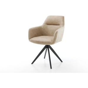 Drehstuhl Pejo-Flex Beige Vintage Kreuzgestell kantig Schwarz 180° drehbar, Esszimmerstühle