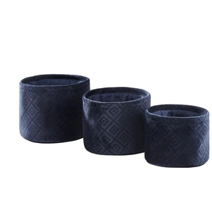 Aufbewahrungskörbe, 3er-Set | blau | Samt | 16 cm | [22.0] |