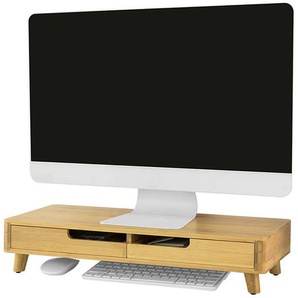 BBF06-N Design Monitorerhöhung Monitorständer Bildschirmständer Notebookständer Schreibtischaufsatz Organizer mit 2 Schubladen Bambus BHT ca.: 56x12x23cm