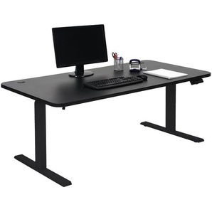 Schreibtisch HWC-D40, Computertisch, elektrisch höhenverstellbar 160x80cm 53kg ~ schwarz, schwarz