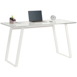 Glas Schreibtisch in Weiß 140 cm breit