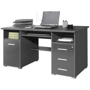 PC-Schreibtisch in Grau Tastaturauszug