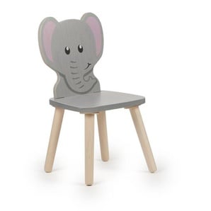 Kinderstuhl Holz Kleinkind Stuhl Tier Elefant grau Sitzhöhe 28 cm