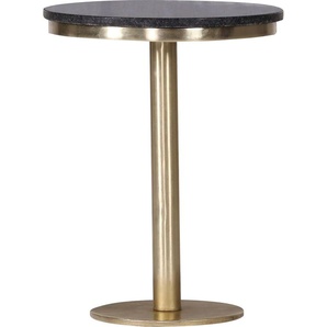 Beistelltisch LEONIQUE Menton Tische goldfarben (goldfarben, schwarz) Beistelltische Tisch mit goldfarbenem Gestell und einer runden Marmorplatte