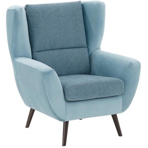 Sessel HOME AFFAIRE Forli Gr. Struktur, B/H/T: 87 cm x 105 cm x 95 cm, blau (aqua, türkis) Design-Sessel Ohrensessel Sessel auch in NaturLEDER
