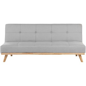 Sofa Hellgrau Polsterbezug 3-Sitzer Schlaffunktion Minimalistisch Wohnzimmer
