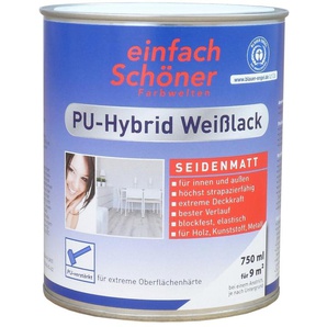 0,75l PU-Hybrid Weißlack seidenmatt Weiß  Lack Holzlack Metalllack Möbellack
