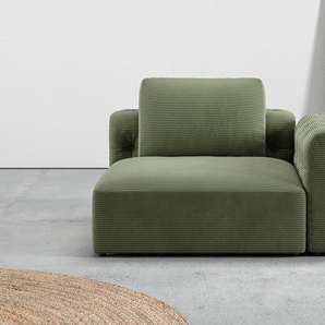 1,5-Sitzer RAUM.ID Cushid Sofas Gr. B/H/T: 134 cm x 62 cm x 109 cm, Cord, Armlehne links, grün (oliv) 2-Sitzer Sofas Modul-Eckteil, auch einzeln stellbar, Breite 134 cm