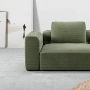 1,5-Sitzer RAUM.ID Cushid Sofas Gr. B/H/T: 134 cm x 62 cm x 109 cm, Cord, Armlehne rechts, grün (oliv) 2-Sitzer Sofas