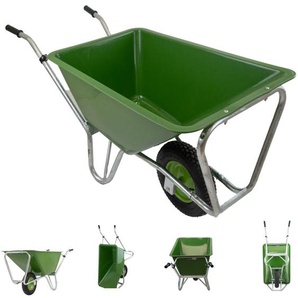 1-Rad Schubkarre xl 200 l 300 kg Luftrad Hofkarre Futterkarre grün Metallfelge