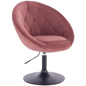 1 x Barsessel Loungesessel mit Armlehne, stufenlose Höhenverstellung, Samt, Rosa - Woltu