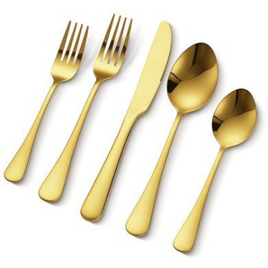 100-tlg. Besteckset in Gold, Essbesteck aus lebensmittelechtem Edelstahl für 20 Personen, mit Hochglanzoberfläche, spülmaschinenfestes Essgeschirr, inklusive Messer Gabel Löffel 430BXGCJTZ1061WT7V0
