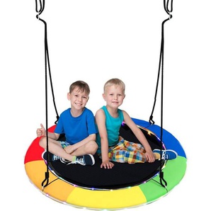 100cm Nestschaukel bis 300kg, mit mehrfarbigen LED-Lichtern, 8 Lichtmodi, Outdoor & Indoor, Baumschaukel Hängeschaukel Kinder ab 3 Jahren , Bunt