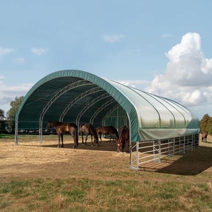 10x10m Weidezelt, PVC-Plane, dunkelgrün, Erdbefestigung - (330708)