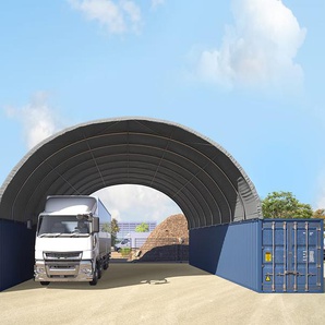 10x12m Container Überdachung, PRIMEtex-Plane, grau, mit Statik - (47603)